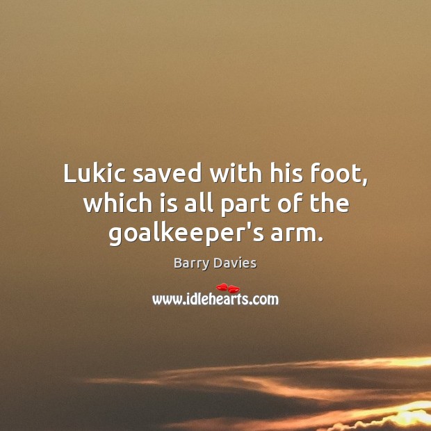 Lukic saved with his foot, which is all part of the goalkeeper’s arm. Barry Davies Picture Quote