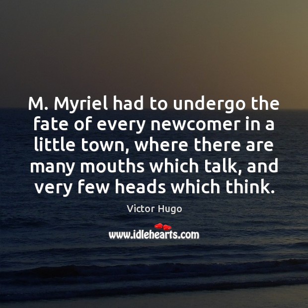 M. Myriel had to undergo the fate of every newcomer in a Victor Hugo Picture Quote