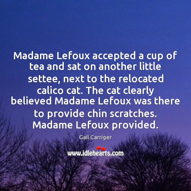 Madame Lefoux accepted a cup of tea and sat on another little Image