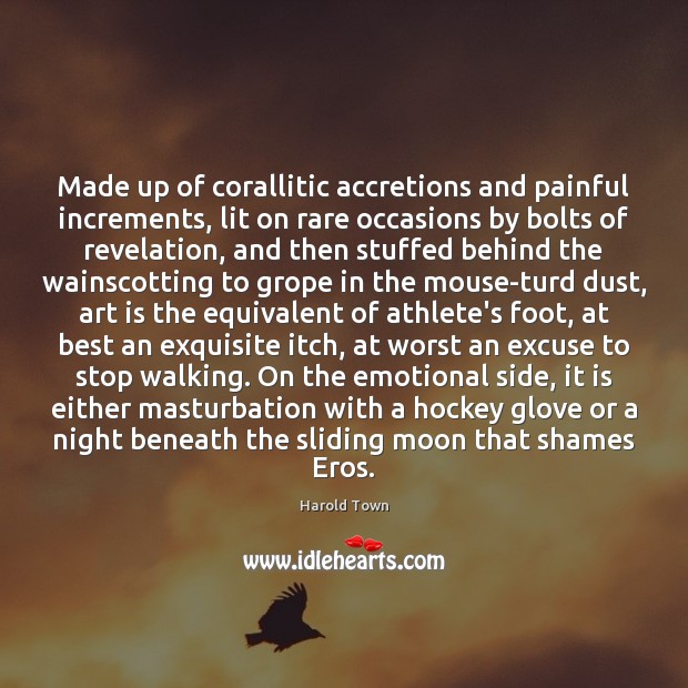 Made up of corallitic accretions and painful increments, lit on rare occasions Harold Town Picture Quote