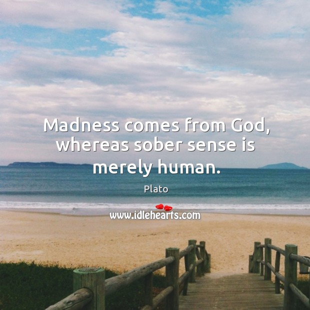 Madness comes from God, whereas sober sense is merely human. Plato Picture Quote