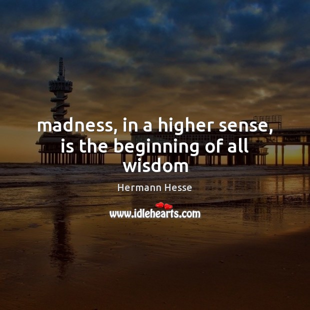 Madness, in a higher sense, is the beginning of all wisdom Image