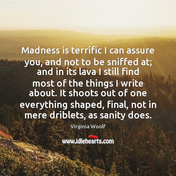 Madness is terrific I can assure you, and not to be sniffed Virginia Woolf Picture Quote
