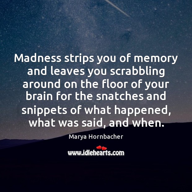 Madness strips you of memory and leaves you scrabbling around on the Marya Hornbacher Picture Quote