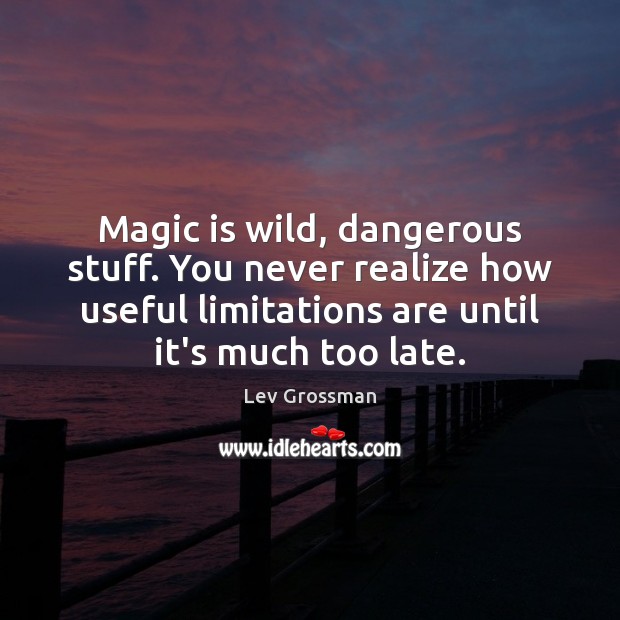 Magic is wild, dangerous stuff. You never realize how useful limitations are Lev Grossman Picture Quote