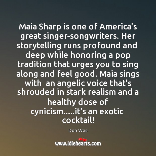 Maia Sharp is one of America’s great singer-songwriters. Her storytelling runs profound Image