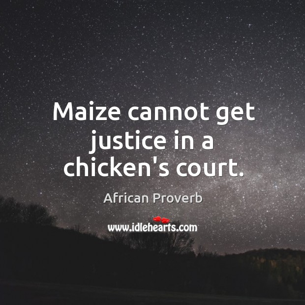 Maize cannot get justice in a chicken’s court. Image