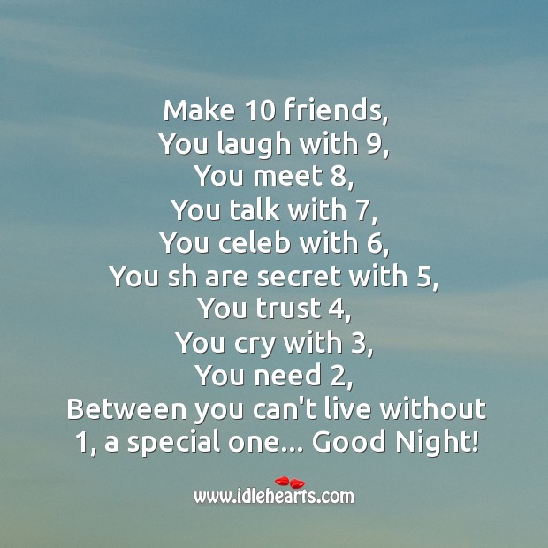 Make 10 friends Good Night Quotes Image