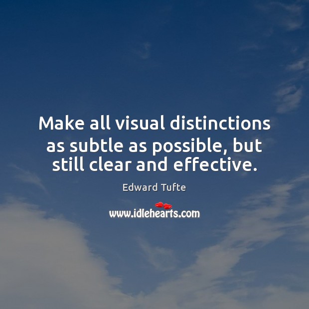 Make all visual distinctions as subtle as possible, but still clear and effective. Edward Tufte Picture Quote