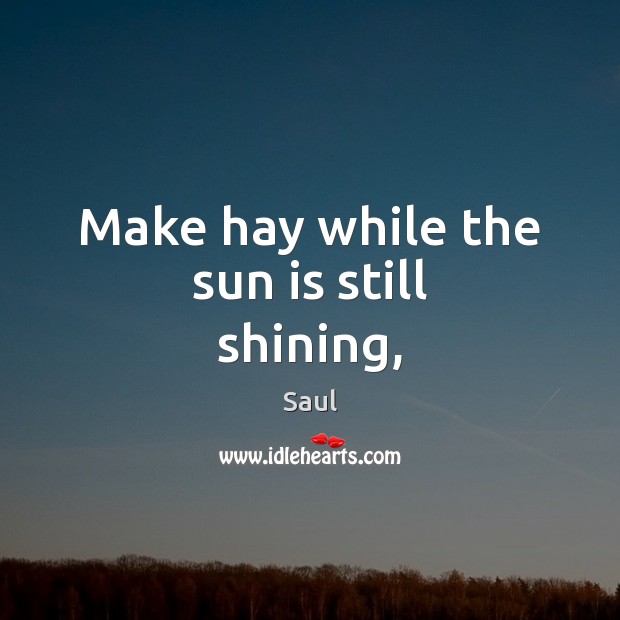 Make hay while the sun is still shining, Saul Picture Quote