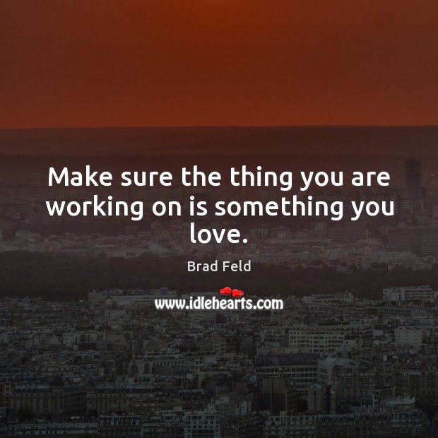 Make sure the thing you are working on is something you love. Brad Feld Picture Quote