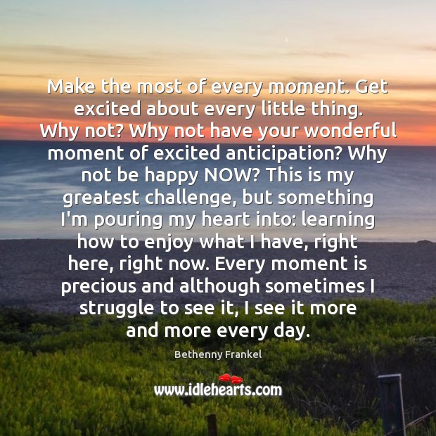 Make the most of every moment. Get excited about every little thing. Bethenny Frankel Picture Quote