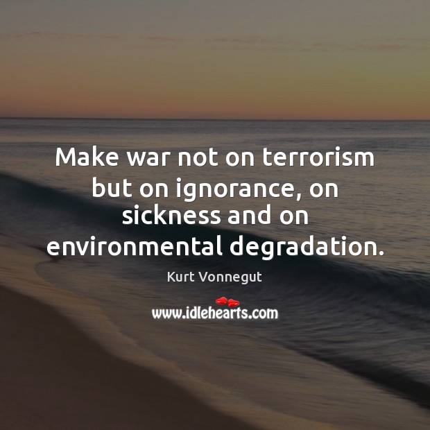 Make war not on terrorism but on ignorance, on sickness and on environmental degradation. Image