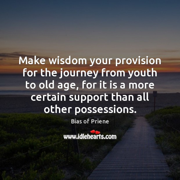 Make wisdom your provision for the journey from youth to old age, Bias of Priene Picture Quote