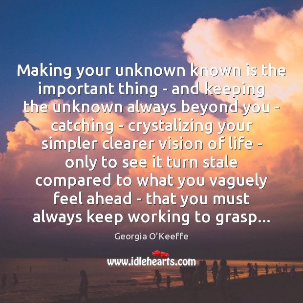 Making your unknown known is the important thing – and keeping the Image