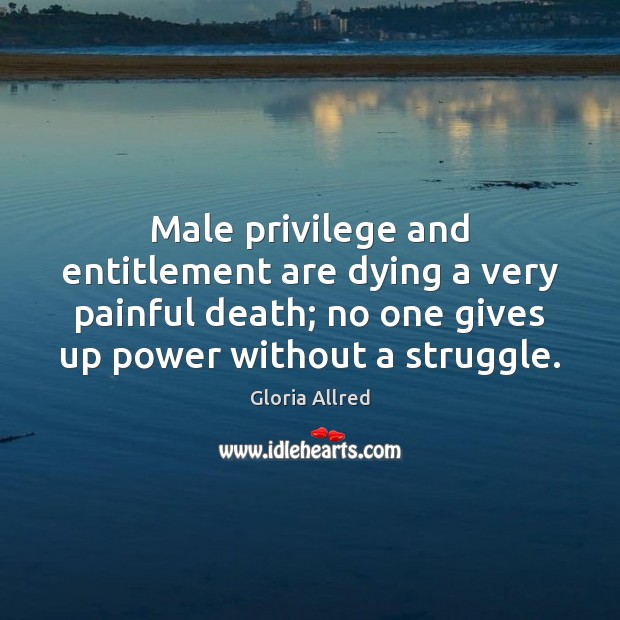 Male privilege and entitlement are dying a very painful death; no one Image