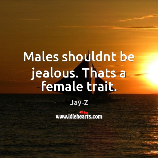 Males shouldnt be jealous. Thats a female trait. Jay-Z Picture Quote