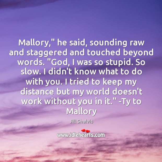 Mallory,” he said, sounding raw and staggered and touched beyond words. “God, Jill Shalvis Picture Quote
