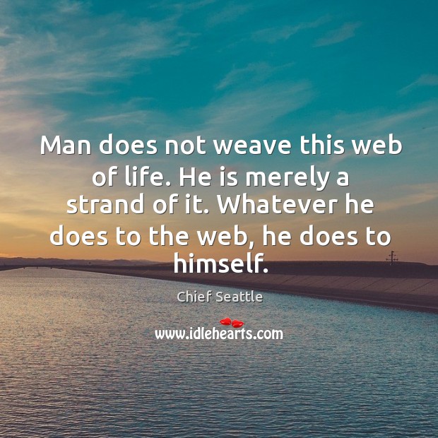 Man does not weave this web of life. He is merely a strand of it. Whatever he does to the web, he does to himself. Image