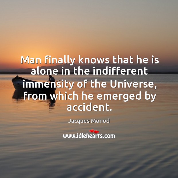 Man finally knows that he is alone in the indifferent immensity of Image