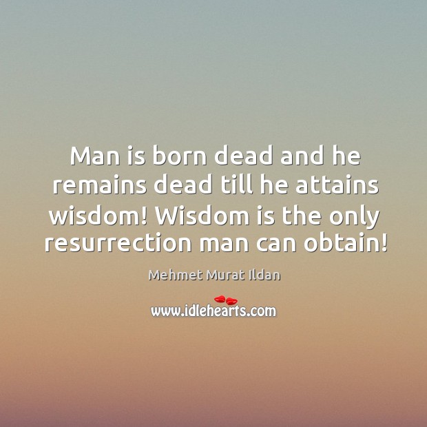 Man is born dead and he remains dead till he attains wisdom! Mehmet Murat Ildan Picture Quote