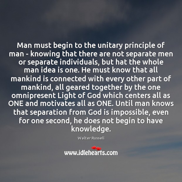 Man must begin to the unitary principle of man – knowing that Image