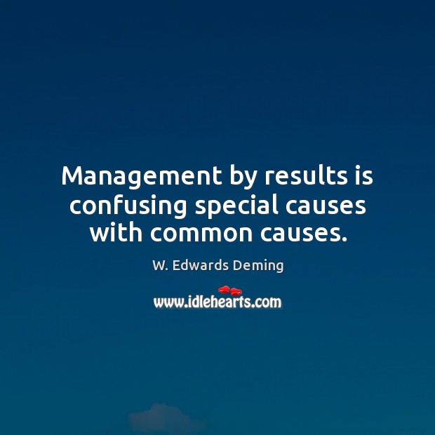 Management by results is confusing special causes with common causes. W. Edwards Deming Picture Quote