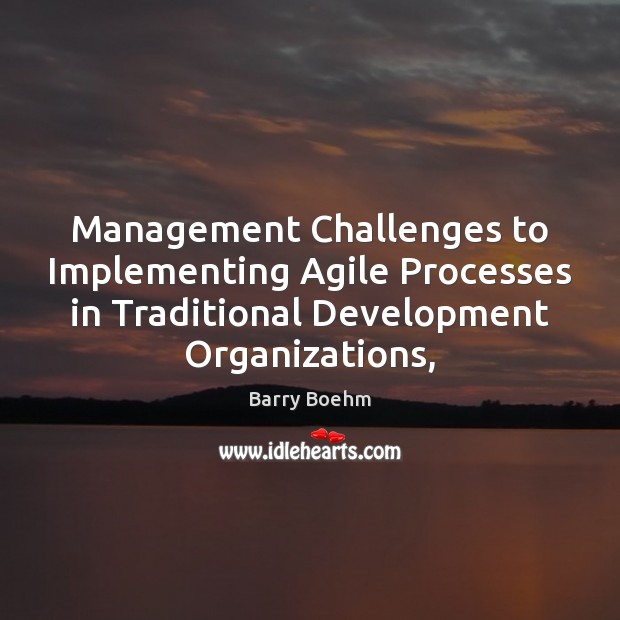 Management Challenges to Implementing Agile Processes in Traditional Development Organizations, Barry Boehm Picture Quote