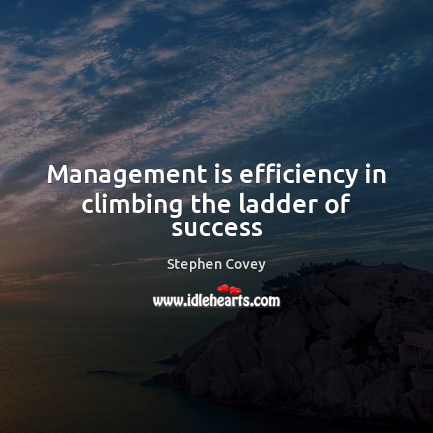 Management is efficiency in climbing the ladder of success Management Quotes Image