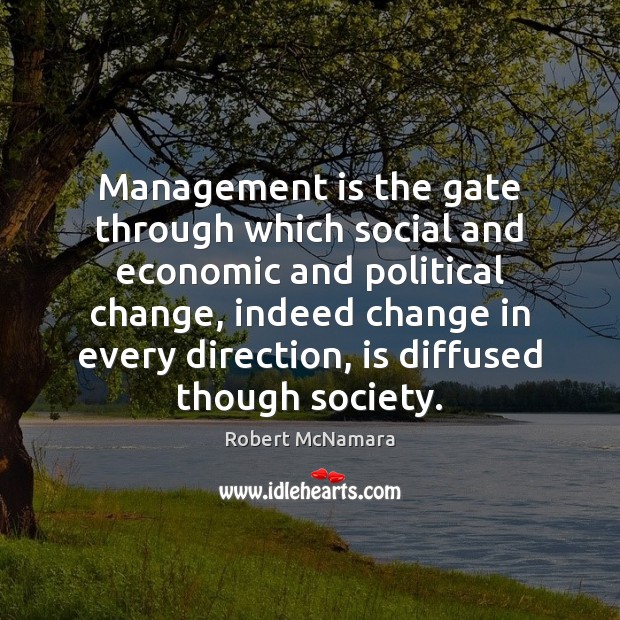 Management is the gate through which social and economic and political change, Management Quotes Image