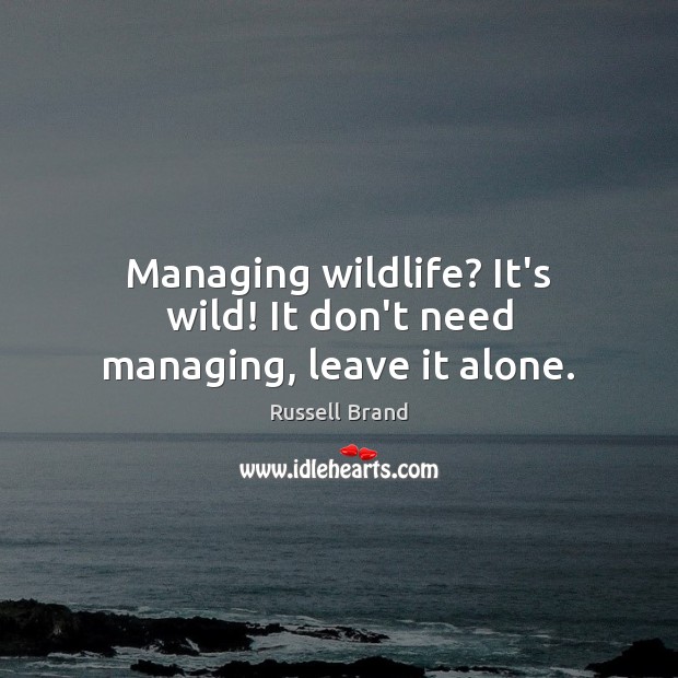 Managing wildlife? It’s wild! It don’t need managing, leave it alone. Russell Brand Picture Quote