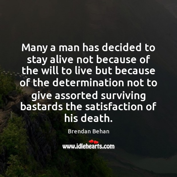 Many a man has decided to stay alive not because of the Brendan Behan Picture Quote