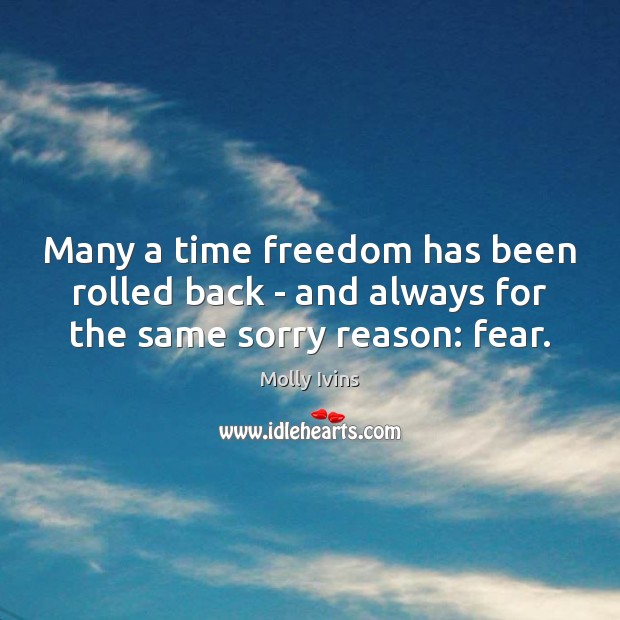 Many a time freedom has been rolled back – and always for the same sorry reason: fear. Image