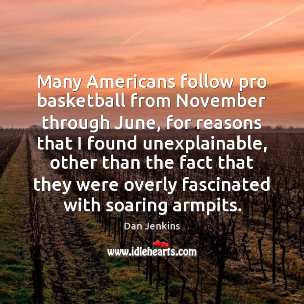 Many Americans follow pro basketball from November through June, for reasons that Image