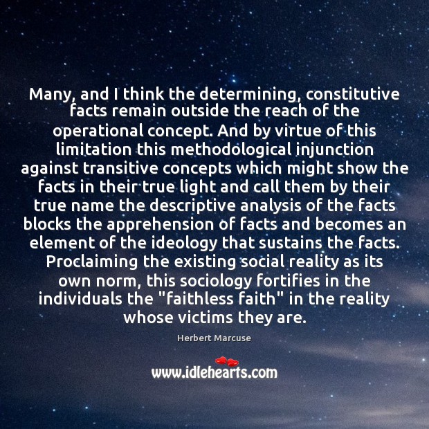 Many, and I think the determining, constitutive facts remain outside the reach Herbert Marcuse Picture Quote