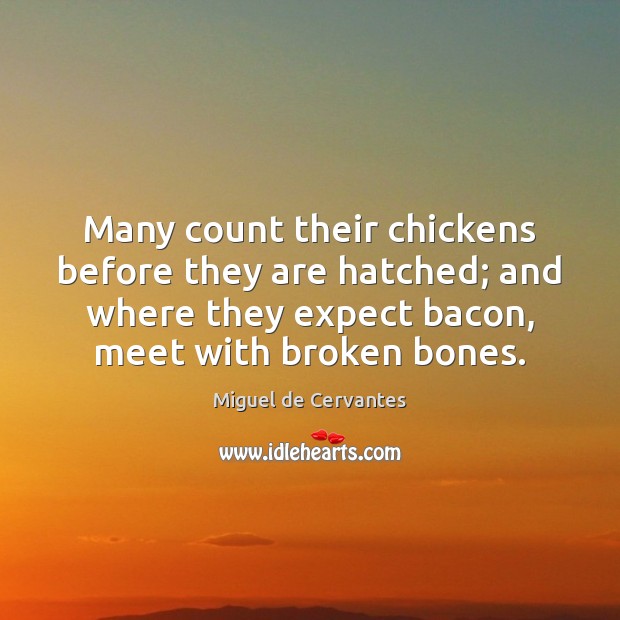 Many count their chickens before they are hatched; and where they expect Miguel de Cervantes Picture Quote