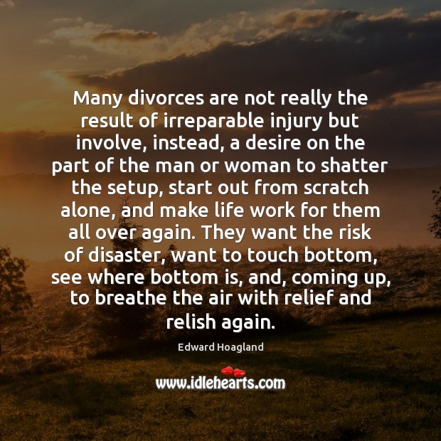 Many divorces are not really the result of irreparable injury but involve, Edward Hoagland Picture Quote