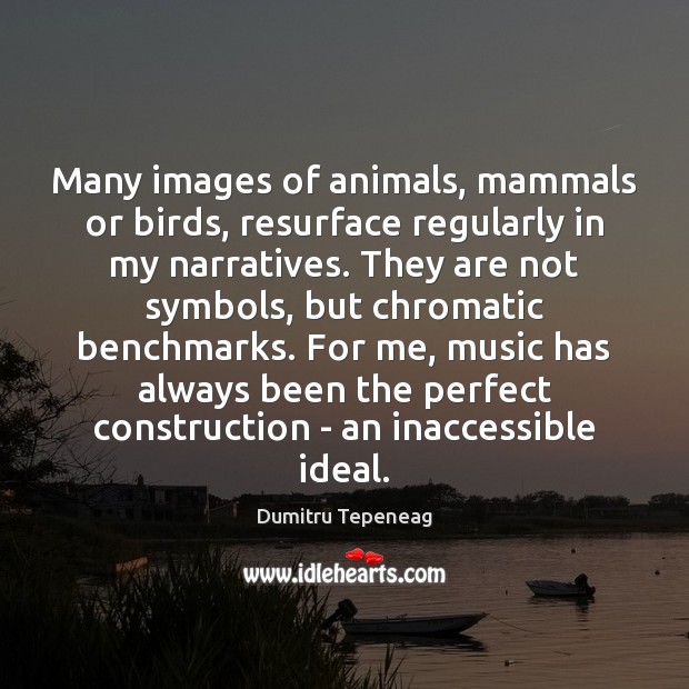 Many images of animals, mammals or birds, resurface regularly in my narratives. Dumitru Tepeneag Picture Quote