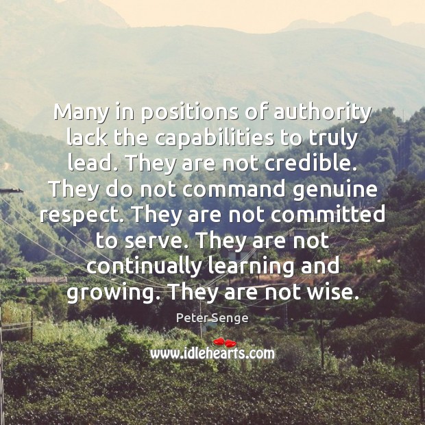 Many in positions of authority lack the capabilities to truly lead. They Serve Quotes Image