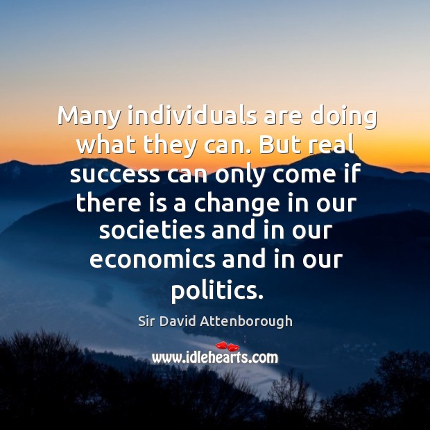 Many individuals are doing what they can. Sir David Attenborough Picture Quote
