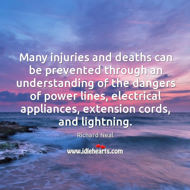 Many injuries and deaths can be prevented through an understanding of the dangers of power lines Richard Neal Picture Quote