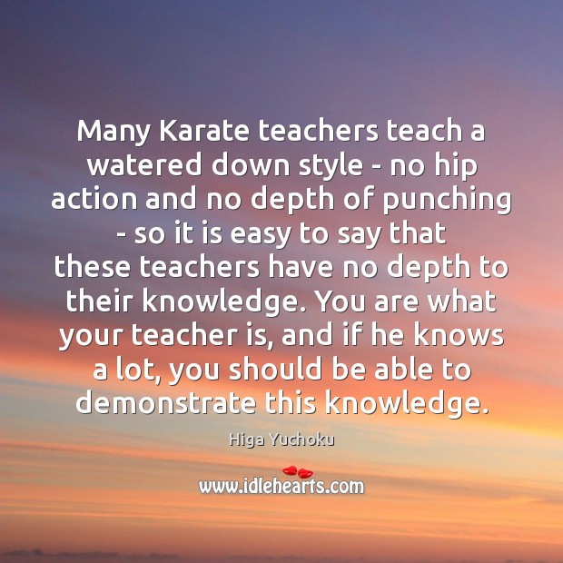 Many Karate teachers teach a watered down style – no hip action Teacher Quotes Image