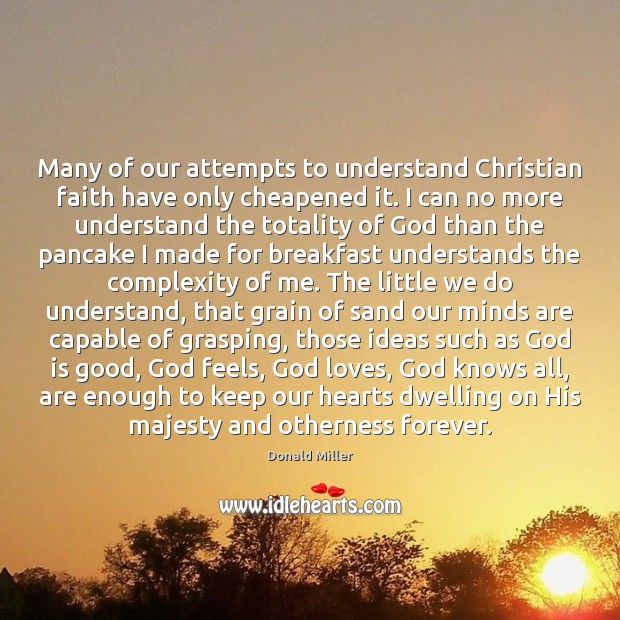 Many of our attempts to understand Christian faith have only cheapened it. God is Good Quotes Image