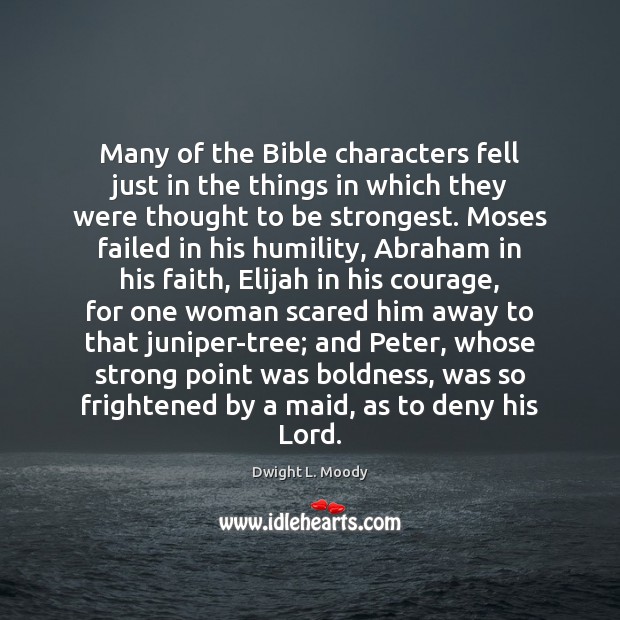 Many of the Bible characters fell just in the things in which Dwight L. Moody Picture Quote