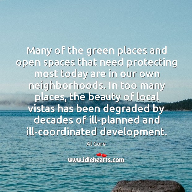 Many of the green places and open spaces that need protecting most Al Gore Picture Quote