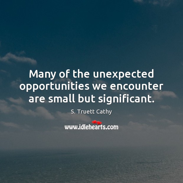 Many of the unexpected opportunities we encounter are small but significant. S. Truett Cathy Picture Quote