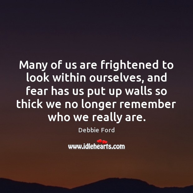 Many of us are frightened to look within ourselves, and fear has Debbie Ford Picture Quote