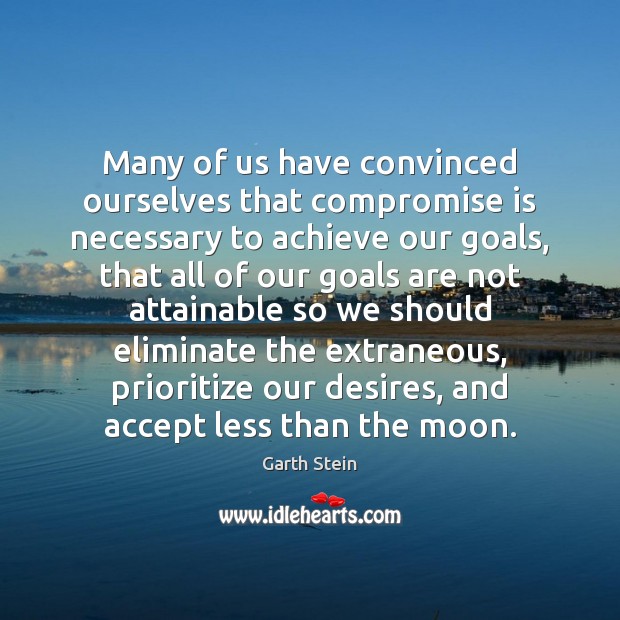 Many of us have convinced ourselves that compromise is necessary to achieve Garth Stein Picture Quote
