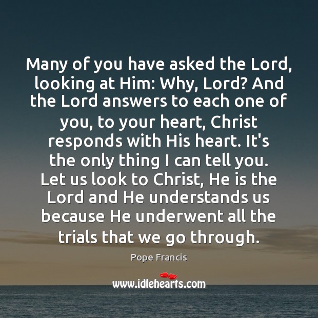 Many of you have asked the Lord, looking at Him: Why, Lord? Image