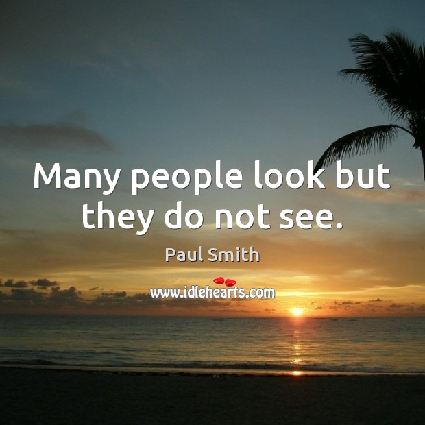 Many people look but they do not see. Paul Smith Picture Quote